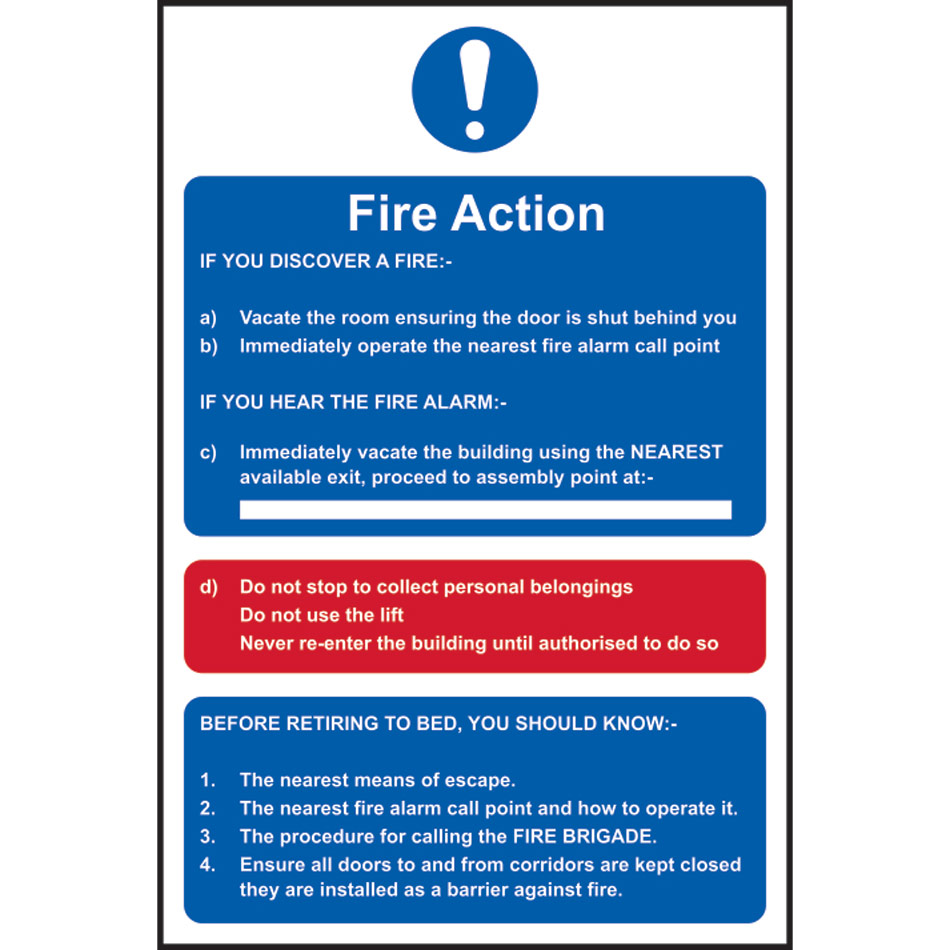 Fire action procedure - SAV (200 x 300mm)