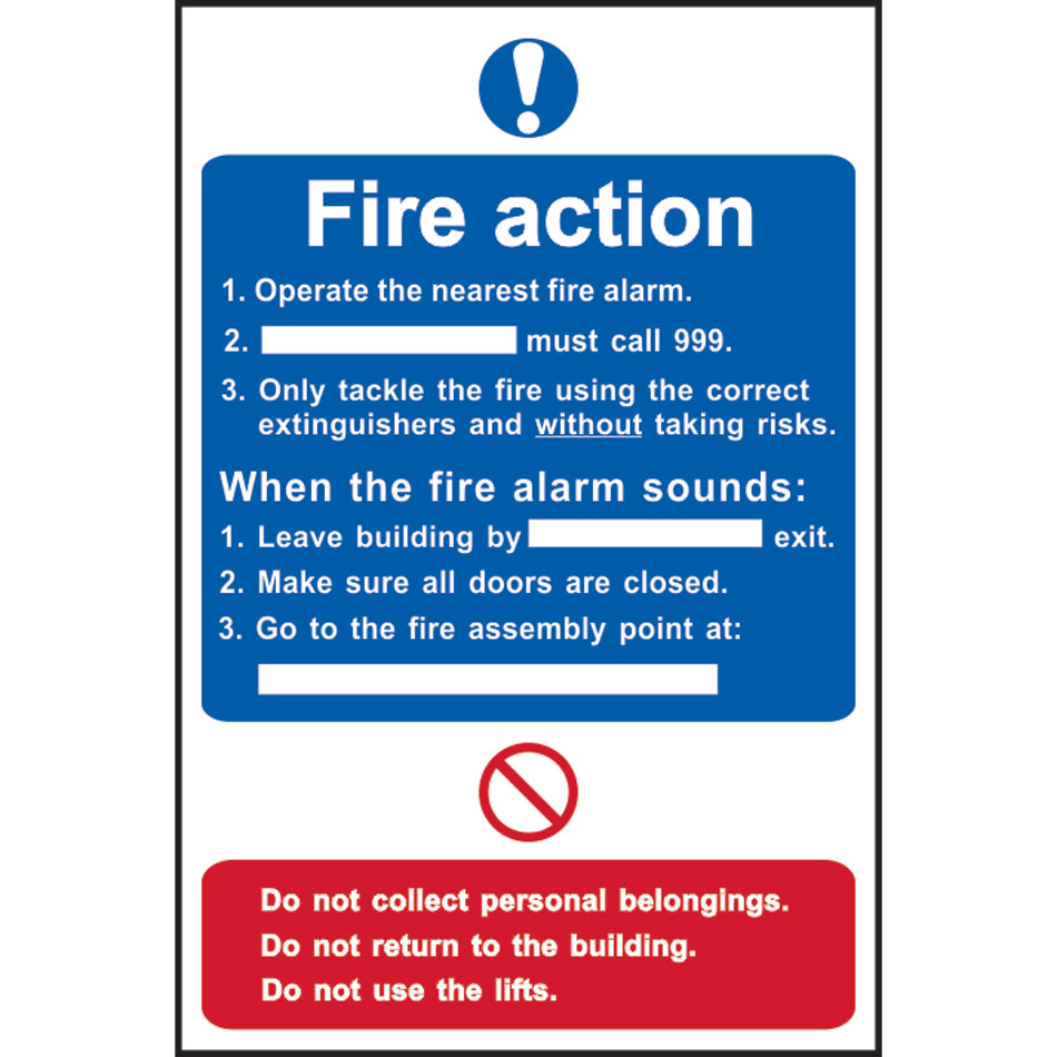 Fire action procedure - RPVC (200 x 300mm)