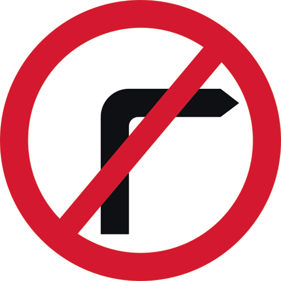 600mm dia. Dibond 'No Right Turn' Road Sign (without channel)