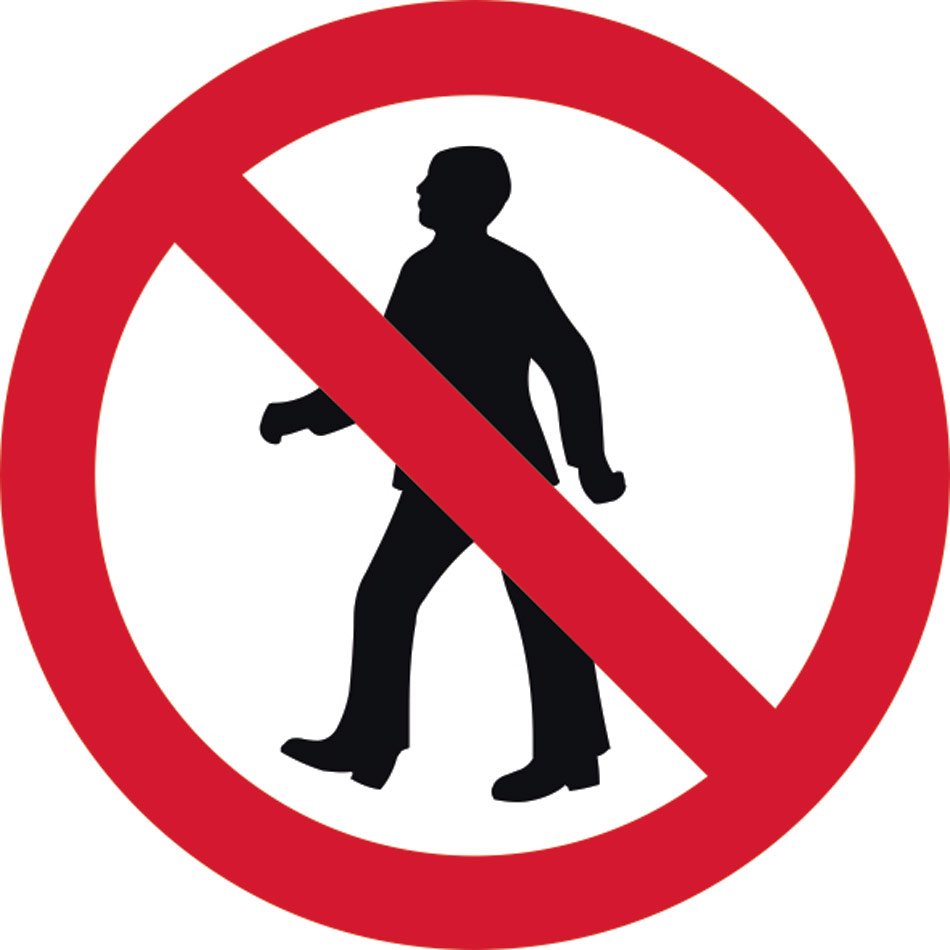 600mm dia Dibond 'No Pedestrians' Road Sign (without channel)