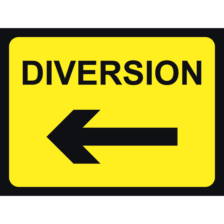 600 x 450mm  Temporary Sign - Diversion (arrow left)