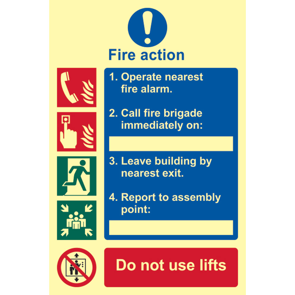 Fire action procedure - PHS (200 x 300mm)