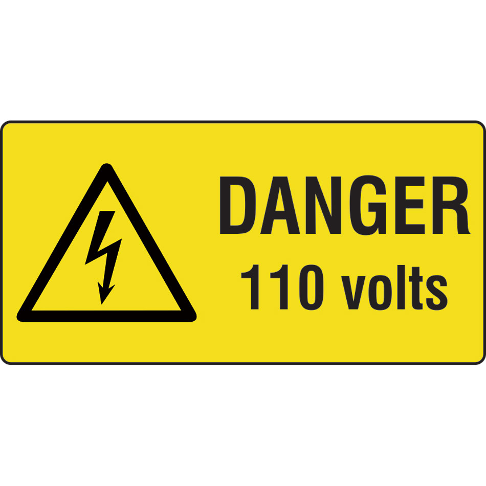 Danger 110 volts - Labels (50 x 25mm Roll of 250)