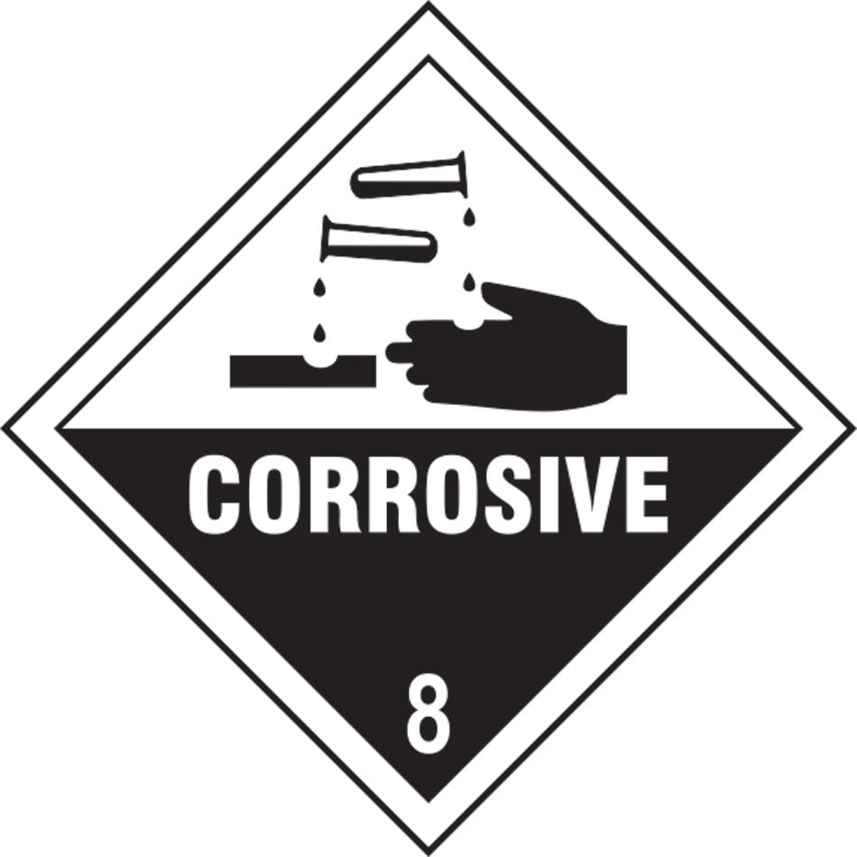 Corrosive 8 - Labels (250 x 250mm Pack of 10)